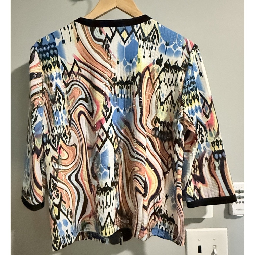 Colorful Zippered Patterned Women's Jacket - Picture 2 of 9